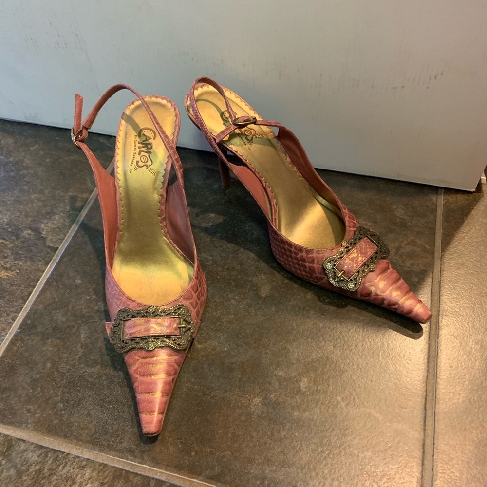 Carlos by Carlos Santana Pink/Gold Slingback Pumps